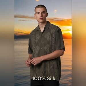 Silk Olive Men Short Sleeve